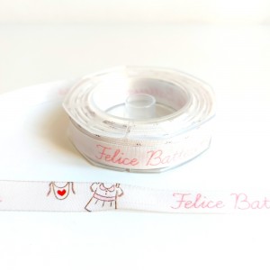 Written Felice Battesimo Pink Ribbon with Baby Dress 